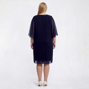 Plus Size Connected Apparel Sheer Sleeve V Neck Shift Dress alternate view